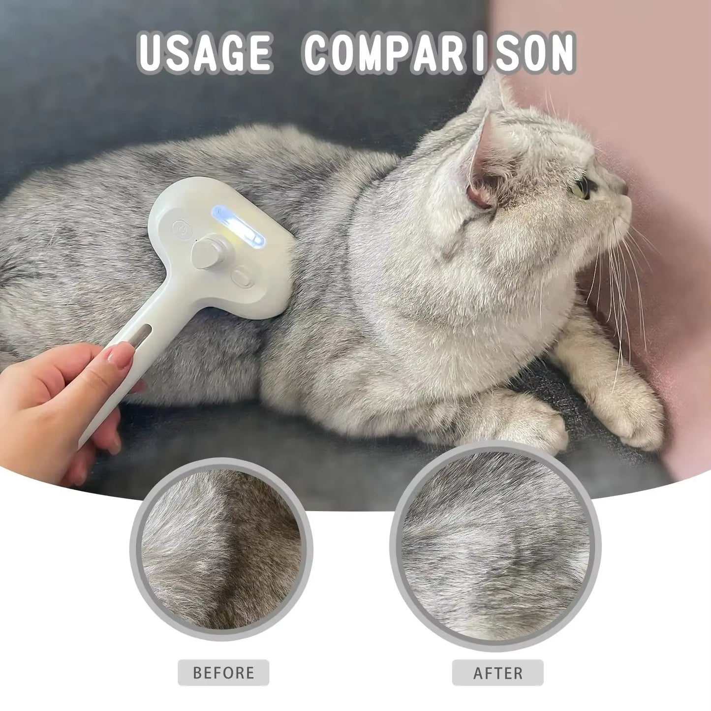 3-in-1 Electric Pet Grooming Brush with Steam Spray and Massage Features for Dogs and Cats