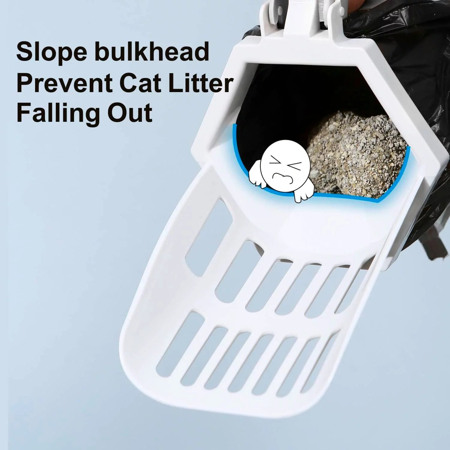 3-in-1 Portable Cat Litter Scoop with Holder - Large Integrated Scooper with 200 Refill Bags for 1-2 Cats or Kittens (Gray)