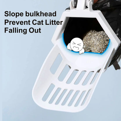 3-in-1 Portable Cat Litter Scoop with Holder - Large Integrated Scooper with 200 Refill Bags for 1-2 Cats or Kittens (Gray)