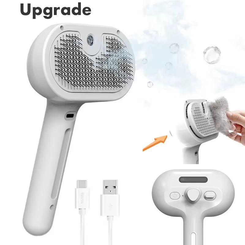 3-in-1 Electric Pet Grooming Brush with Steam Spray and Massage Features for Dogs and Cats