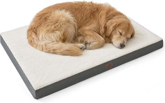 Bedsure Extra Large Orthopedic Dog Bed - Comfortable Flat Design with Removable Washable Cover and Egg Crate Foam Support for Pets up to 100 lbs