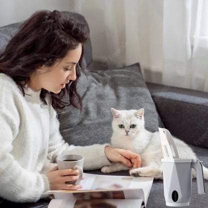 3-in-1 Portable Cat Litter Scoop with Holder - Large Integrated Scooper with 200 Refill Bags for 1-2 Cats or Kittens (Gray)