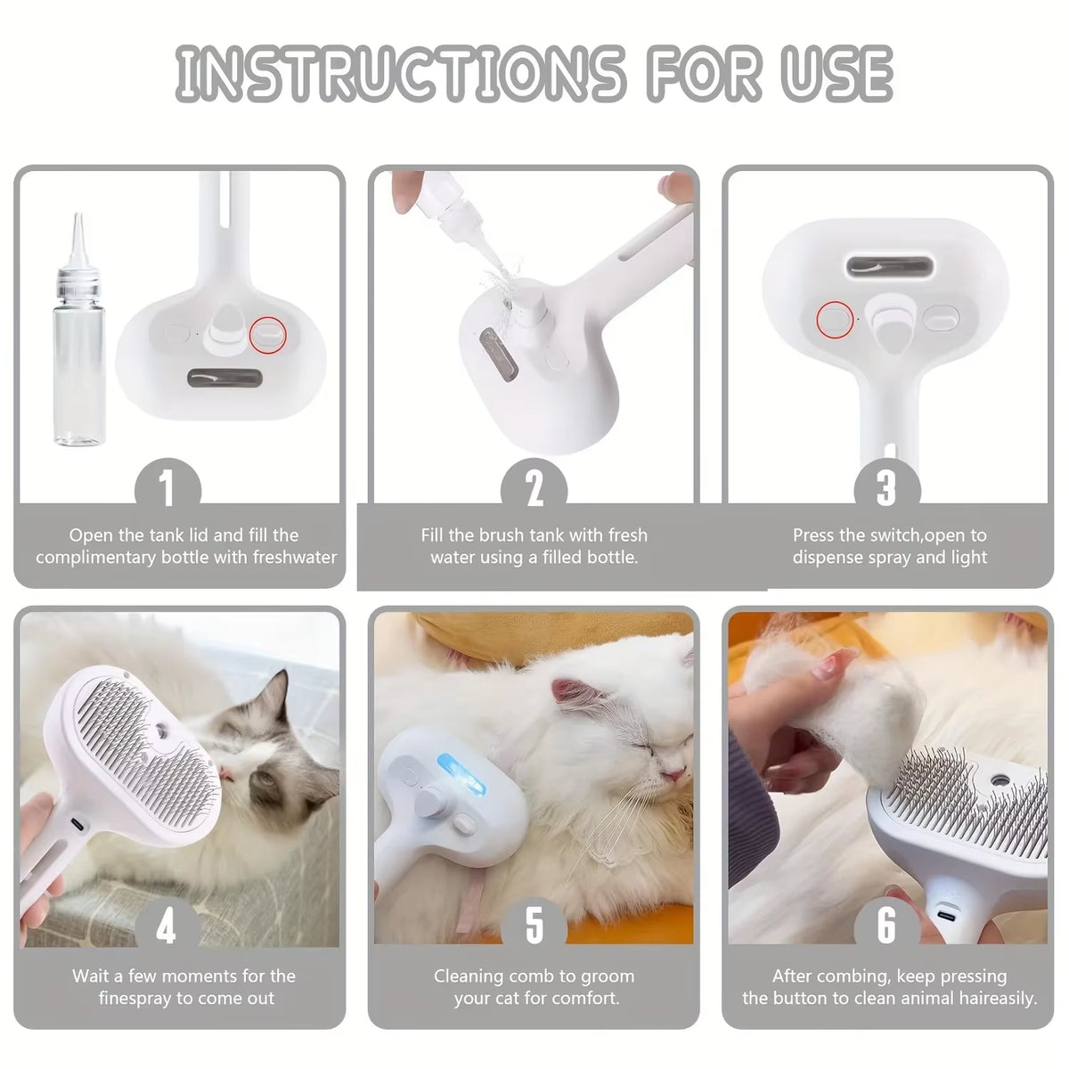 3-in-1 Electric Pet Grooming Brush with Steam Spray and Massage Features for Dogs and Cats