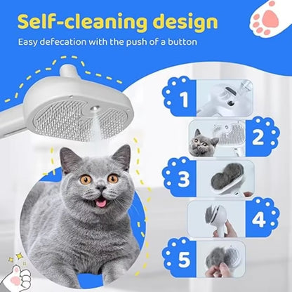 3-in-1 Electric Pet Grooming Brush with Steam Spray and Massage Features for Dogs and Cats