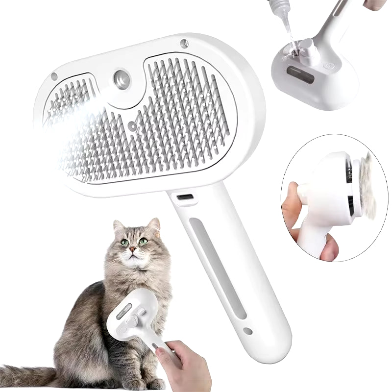 3-in-1 Electric Pet Grooming Brush with Steam Spray and Massage Features for Dogs and Cats