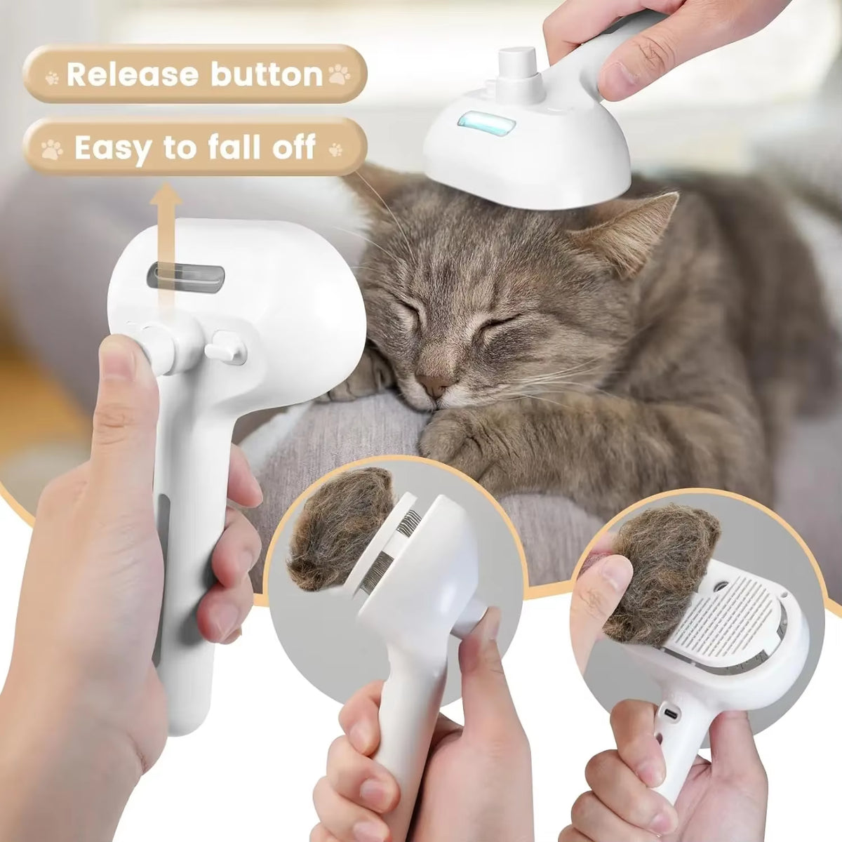 3-in-1 Electric Pet Grooming Brush with Steam Spray and Massage Features for Dogs and Cats