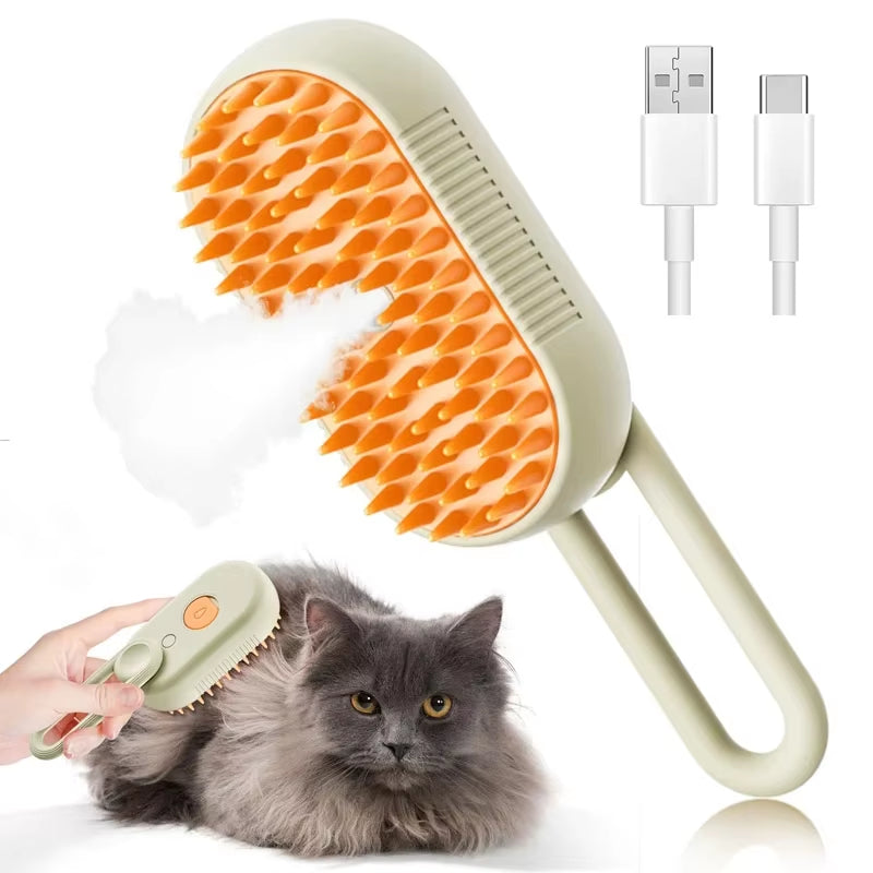 3-in-1 Electric Pet Grooming Brush with Steam Spray and Massage Features for Dogs and Cats